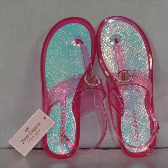JUICY COUTURE Pink Crystal Charm Jelly Sandals - Picture 5 of 8